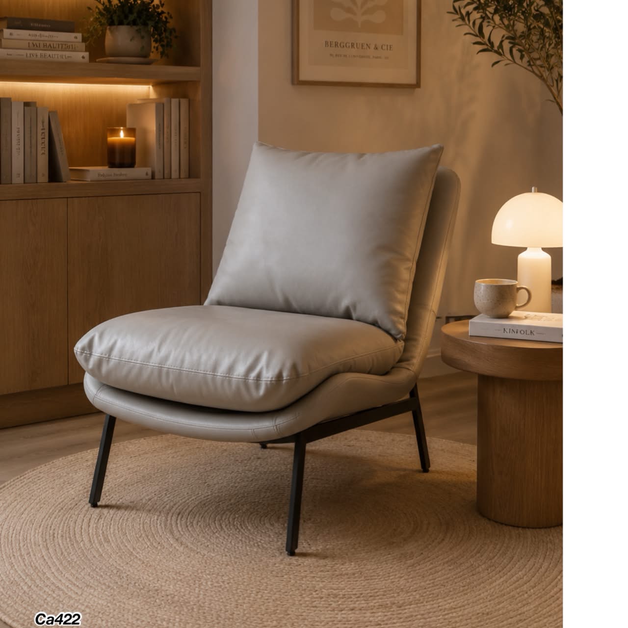 Silla poltrona policuero gris 67cm* 78cm* 75cm